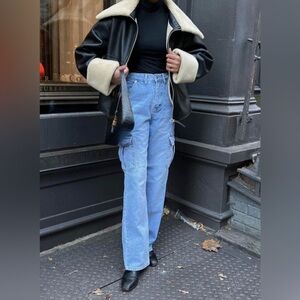 The Frankie Shop Pants Women’s Small Jeans Kai Cargo Denim Pants Worn Wash